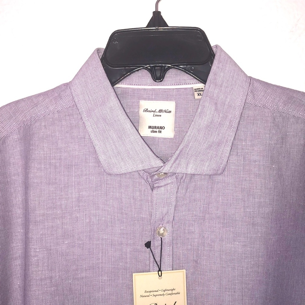 Men’s XL purple Oxford style 100% linen shirt